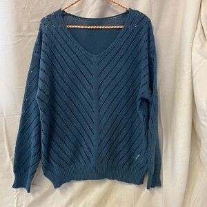 Elegant Teal V-Neck Women's Sweater
